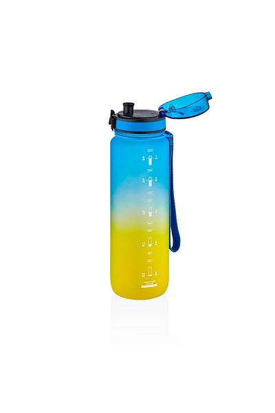 Vagon Uzspace 1000 Ml Motivation Water Bottle Double Color Tritan Water Bottle Blue Yellow Bpa Free