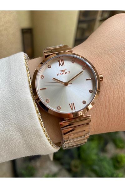 FERRO Fl21241a-c Rose Steel Cord Women's Wristwatch