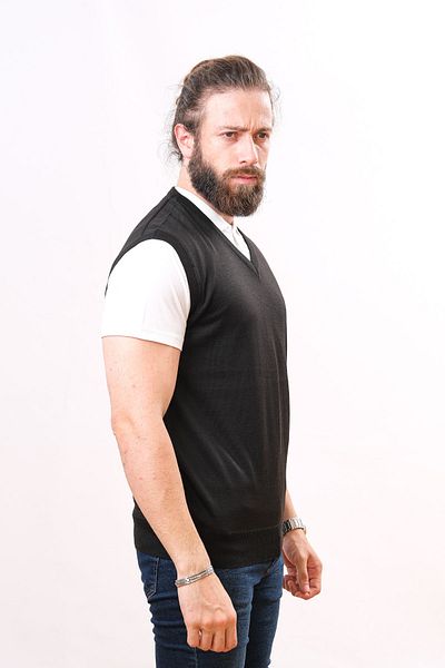 Çukurova Woolen Sleeveless Knitwear Sweater - Black