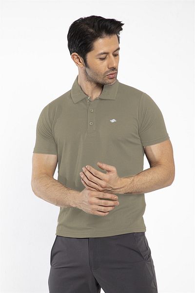 Crozwise Waffle - Men's Khaki Polo Collar Sports T-shirt - 7129-04