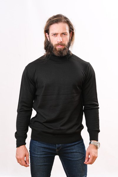 Çukurova Wool Full Fisherman Sweater - Black