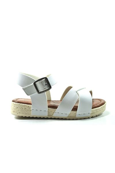 Onlo Ayakkabı Y.323 Sandale cu velcro albe pentru fete