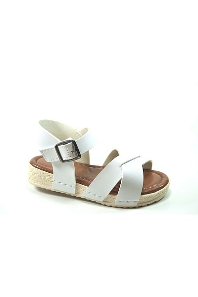 Onlo Ayakkabı Y.323 Sandale cu velcro albe pentru fete