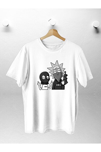 Debas Γυναικεία Ανδρική Trend Rıck Gangsta εμπριμέ μπλουζάκι oversize