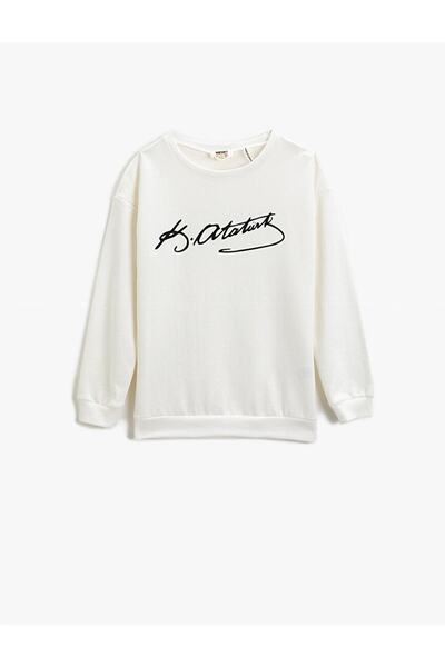 Koton Kız Çocuk Yazı Baskılı Beyaz Sweatshirt 2kkg17410ok