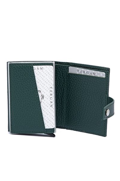 Tergan Unisex Green Leather Credit Card Holder - 00263ı5t