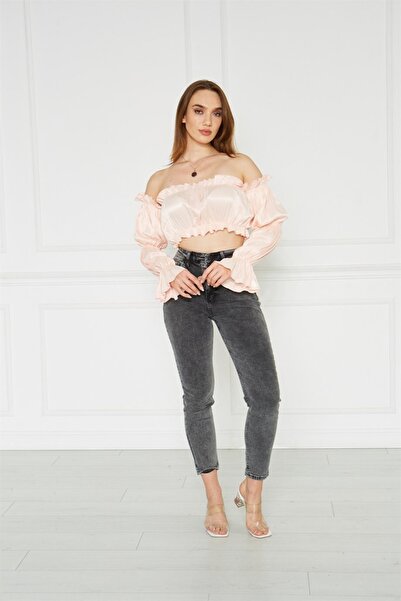 alv fashion Balon Kol Crop Bluz