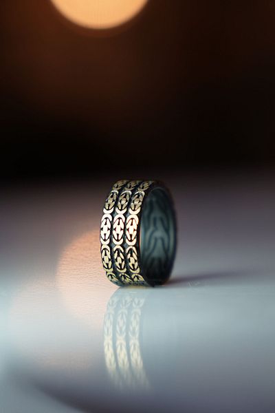 The Collection Herringbone Model Adjustable Double Color Ring