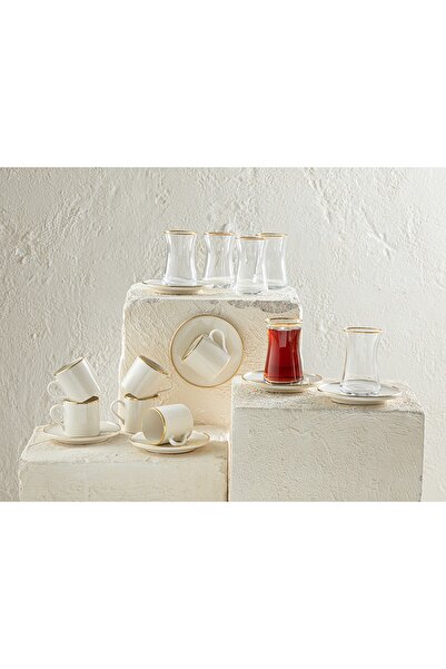 English Home Novia Porselen 6 Kişilik 18 Parça Çay-kahve Takımı 80-160 Ml Gold