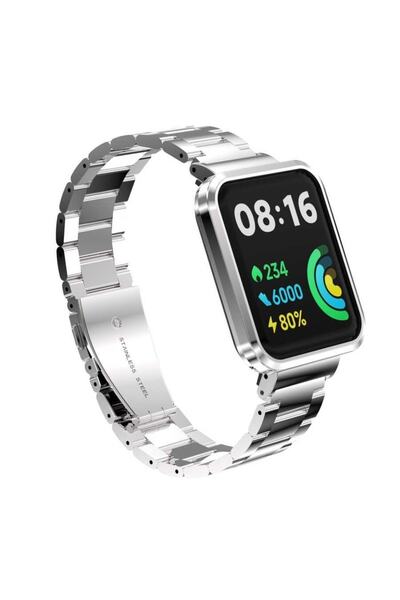 Fibaks حزام لساعة Xiaomi Mi Watch Lite 2 من الفولاذ المقاوم للصدأ مع ربط معدني