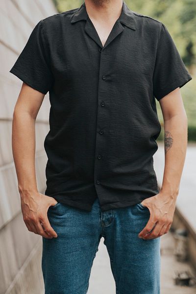 bombe Men's Shirt Short Sleeve Ayrobin Black