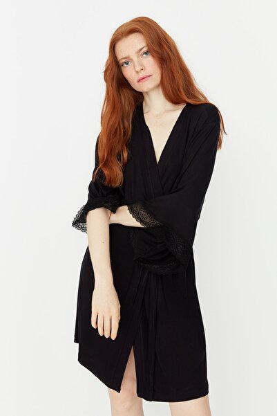 Trendyol Collection Dressing Gown - Black - Crop