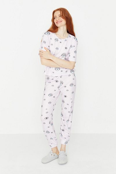 Trendyol Collection Pajama Set - Pink - Landscape print