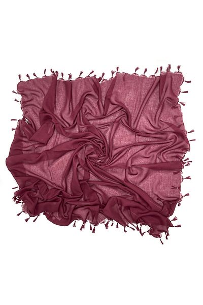 Naz Ipek Scris cu margele lucrat manual de culoare uni 110cm X 110cm Roșu Claret
