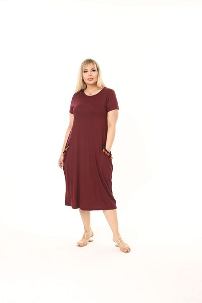 Mezura Rochie din bumbac pieptănat din viscoză, cu mânecă scurtă, lungime ceai