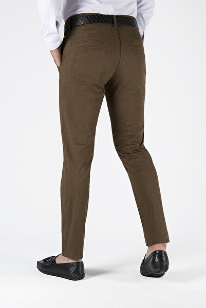 Terapi Men Erkek Slim Fit Düz Model Italyan Kesim Keten Pantolon 21k-2200420-4 Kahve