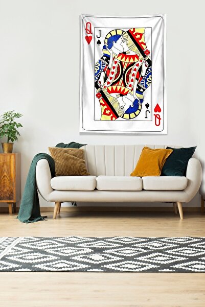 on the clouds Multicolored Joker And Queen Playing Cards Stain Resistant Velvet Fabric Wall Cloth Wall Carpet Tapestry