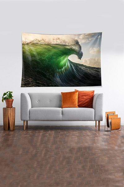 on the clouds Πολύχρωμο μοτίβο Ocean Wave Αδιάβροχο βελούδινο ύφασμα κάλυμμα τοίχου Ταπετσαρία τοίχου