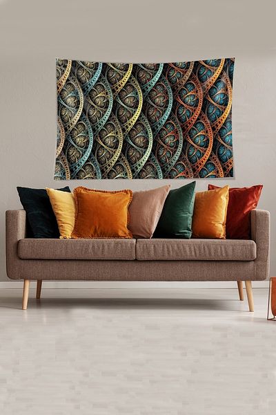 on the clouds Multicolored 3 Sizes Patterned Stain Resistant Velvet Fabric Wall Cloth Wall Carpet Tapestry