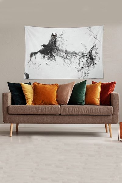 on the clouds White Eagle Patterned Stain Resistant Velvet Fabric Wall Cloth Wall Carpet Tapestry
