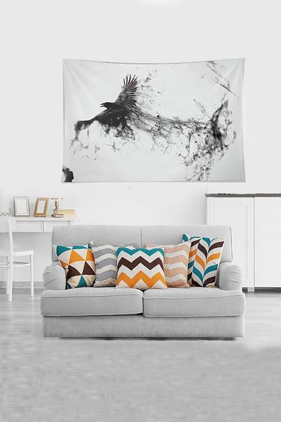 on the clouds White Eagle Patterned Stain Resistant Velvet Fabric Wall Cloth Wall Carpet Tapestry