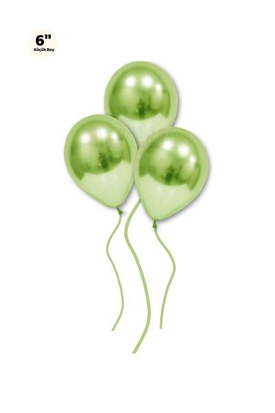 Huzur Party Store Small Mini Size Green Color 50 Pieces Chrome Balloon 15cm Shiny Party Safari Animals Birthday Balloon