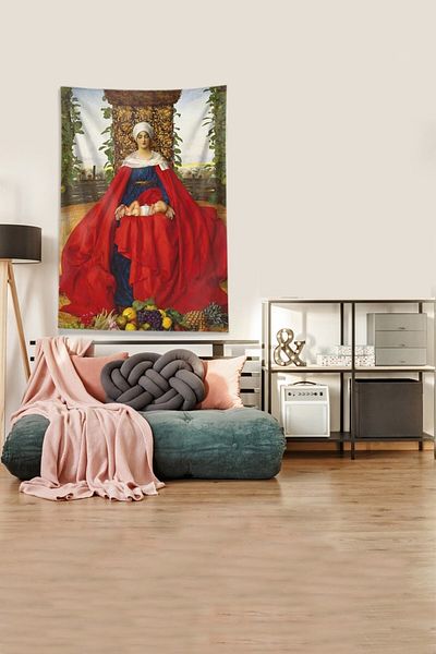 on the clouds Red Mother And Baby Stain Resistant Velvet Fabric Wall Cloth Wall Carpet Tapestry