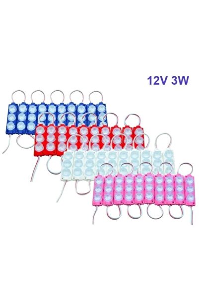 tawitec Mercek 3'lü Led 3 Watt - 12 Volt – Direk Güçlü Işık - Mavi - Kendinden Yapışkanlı - 10 Adet