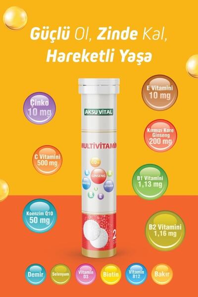 Aksu Vital Multivitamin Effervescent 20 Tablets