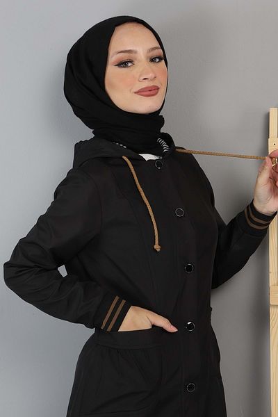 Modamihram Trench Negru cu Glugă