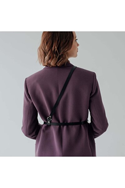 Sweet Demon Black Leather Corset Belt - Shoulder Detailed, Strap, Large Ring