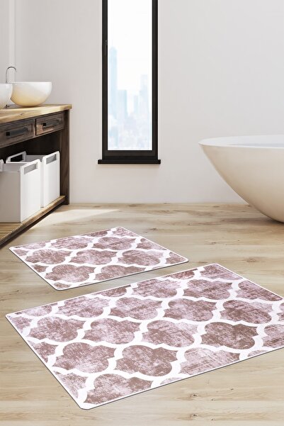 Dijidekor Set de toaletă spade bej digital dublu covoraș de baie antibacterian