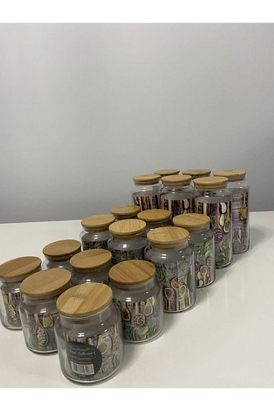 FBZhome 18 Piece Glass Jar Set with Wooden Lid 1300-800-500 ml
