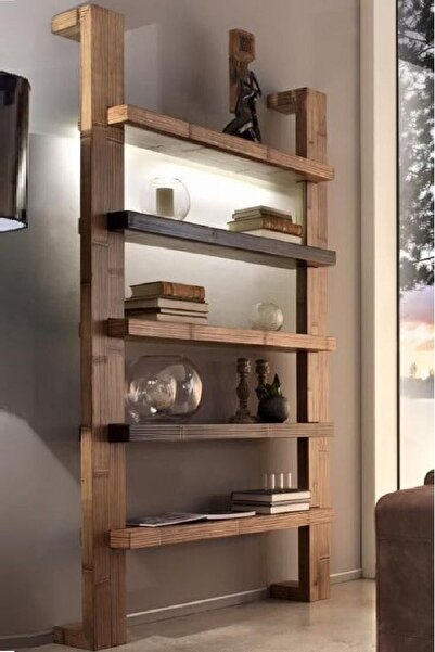 Genel Markalar Ahşap Masif 5 Katlı Raf Kitaplık Duvar Rafı Duvara Monte Akses...