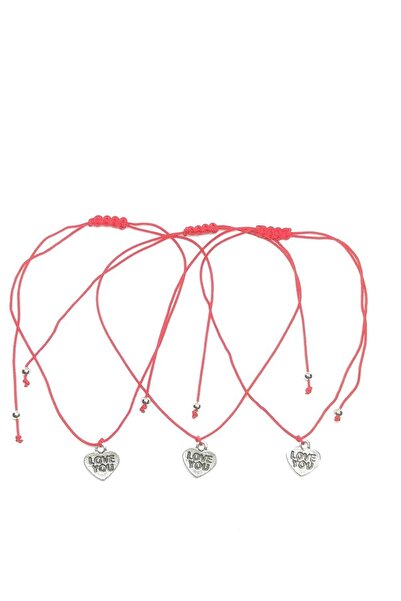 TUNA TAKI & AKSESUAR مجموعة من 3 خلخال سوار على شكل قلب أحبك أحبك