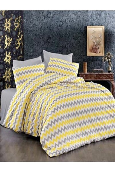 üntaş Yellow Gray Life Single Duvet Cover unzigzag001