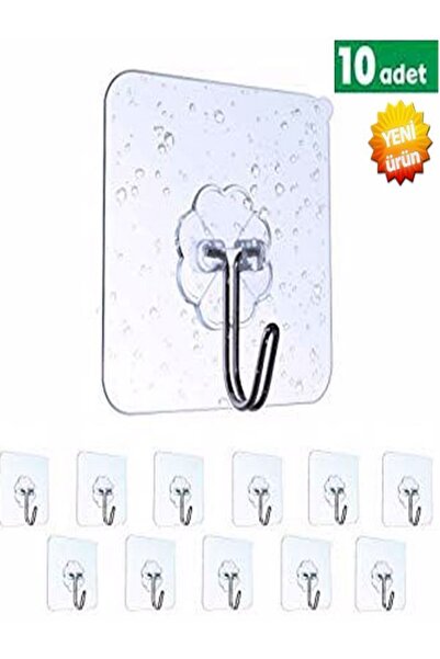 mrtbilisim Askı Askılık 10 Adet Güçlü Şeffaf Duvar Askısı Askılığı Yapışkan V...