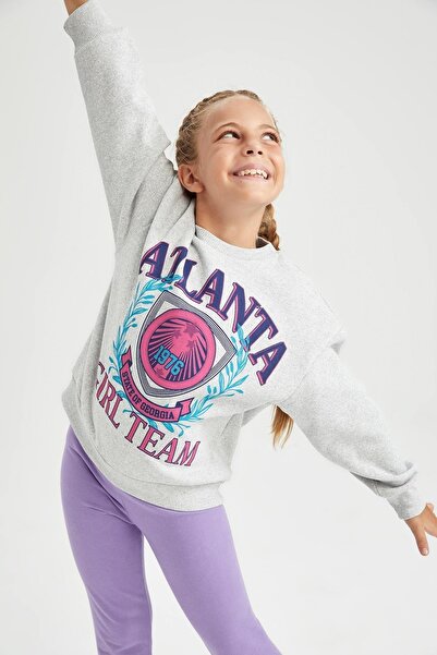 DeFacto Kız Çocuk Bisiklet Yaka Içi Yumuşak Tüylü Sweatshirt