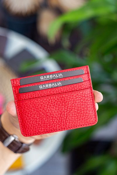Garbalia Cape Genuine Leather Classic Thin Unisex Red Card Holder