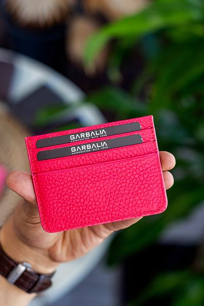 Garbalia Κάπα Γνήσιο δέρμα Classic Thin Unisex Φούξια κάρτα