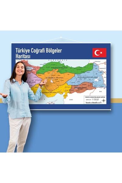 FLAGTURK Türkiye Coğrafi Bölgeler Haritası 100x150