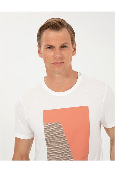 Pierre Cardin Μπλουζάκι Ecru Slim Fit Crew Neck