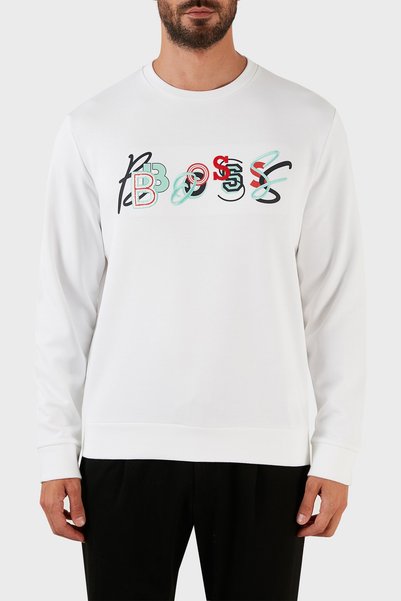 BOSS Pamuklu Baskılı Regular Fit Bisiklet Yaka Sweat Erkek Sweat 50472421 100