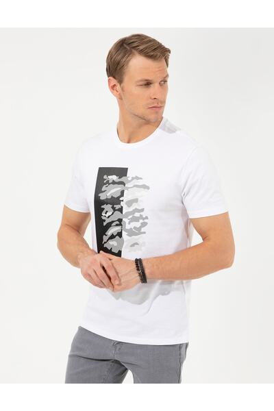 Pierre Cardin Λευκό T-shirt Slim Fit Crew Neck