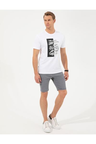 Pierre Cardin Λευκό T-shirt Slim Fit Crew Neck