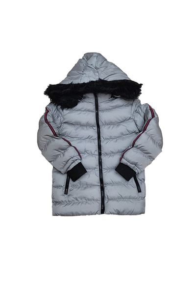 LifeForModa Boy's Stripe Detailed Zipper Pocket Furry Hooded Puffer Jacket Coat 4001