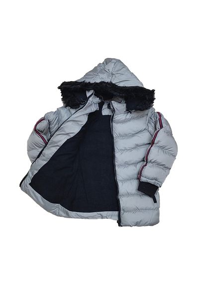 LifeForModa Boy's Stripe Detailed Zipper Pocket Furry Hooded Puffer Jacket Coat 4001