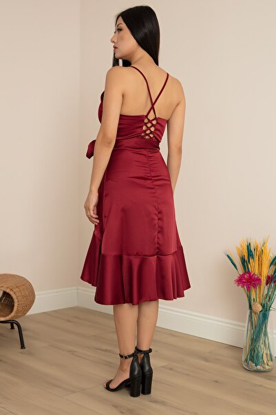 PULLIMM Askılı Eteği Detaylı Abiye Elbise 13395