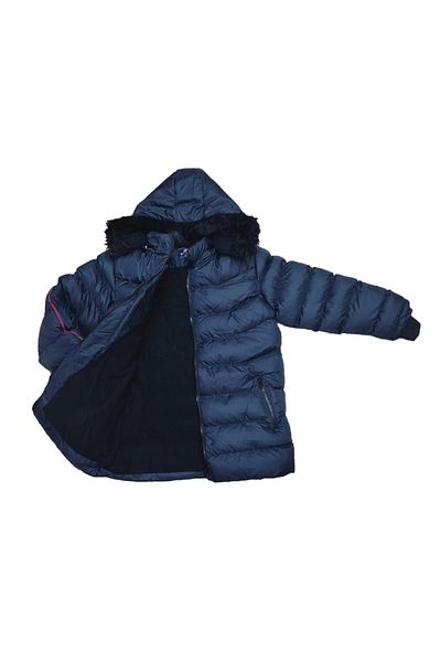 LifeForModa Boy's Stripe Detailed Zipper Pocket Furry Hooded Puffer Jacket Coat 4001