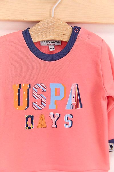 U.S. Polo Assn. Base. Polo Assn Days Coral Baby Girl Tracksuit Set